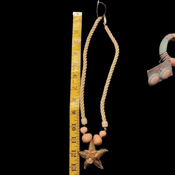 Vintage 80s Pastel Jewelry Set Starfish Pendant Necklace Earrings Bracelet - Picture 10 of 16